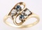 14K YELLOW GOLD DIAMOND SAPPHIRE RING SZ 6.25