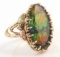 10KT BLACK HILLS GOLD RING WITH AMMOLITE STONE