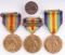 WWI THREE VICTORY MEDALS MOBILE INFANTRY DEVICE