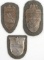WWII GERMAN THIRD REICH LOT OF 3 SHIELDS