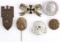 6 WWII GERMAN REICH HITLER TINNIE & STICK PIN LOT