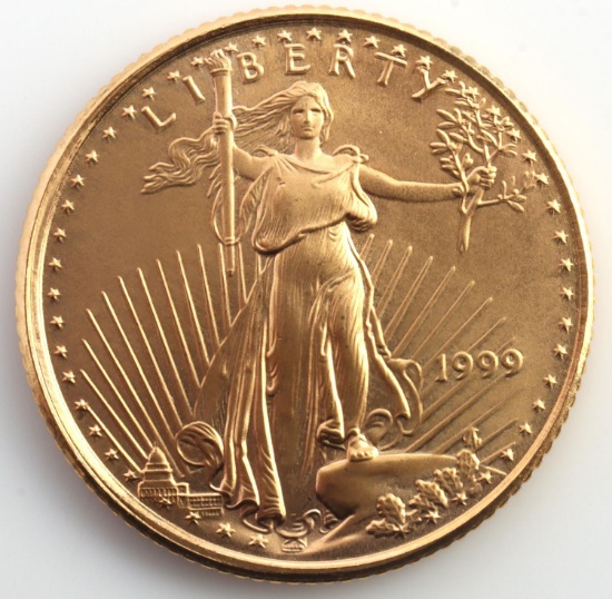 1/10TH OZ GOLD AMERICAN EAGLE BU COIN 1999