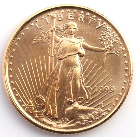 1/10TH OZ GOLD AMERICAN EAGLE BU COIN 1999