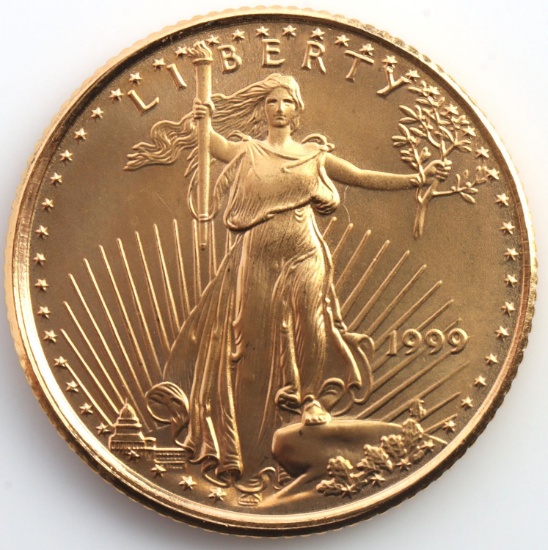 1/10TH OZ GOLD AMERICAN EAGLE BU COIN 1999