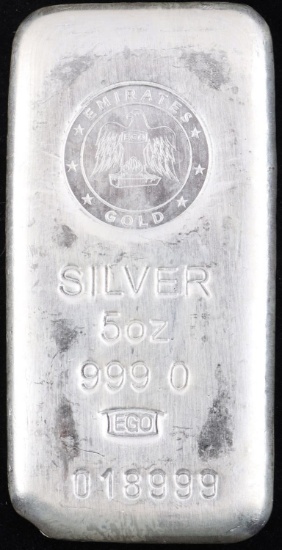 5 OZ SILVER INGOT .999 BULLION BAR
