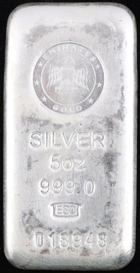 5 OZ SILVER INGOT .999 BULLION BAR