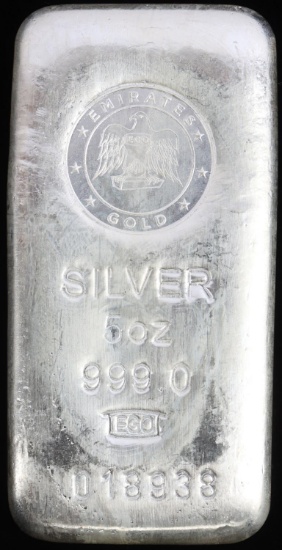 5 OZ SILVER INGOT .999 BULLION BAR