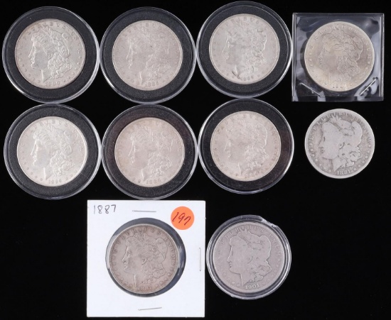 10 MORGAN SILVER DOLLAR COIN LOT G TO XF