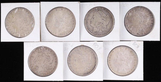 7 MORGAN SILVER DOLLAR COIN LOT G TO VF