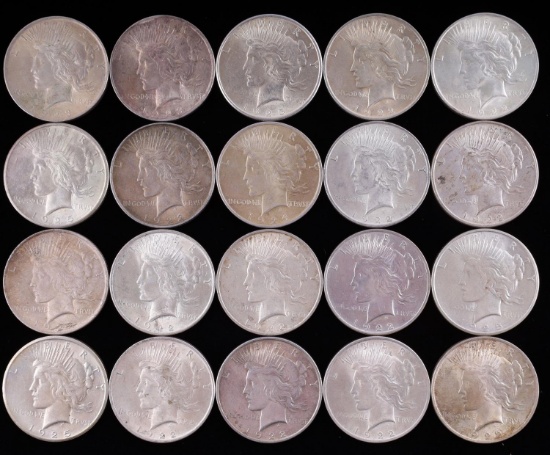 20 UNCIRCULATED MIX DATE PEACE DOLLAR COIN LOT