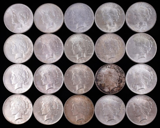 20 MIX DATE UNCIRCULATED PEACE DOLLAR COIN LOT