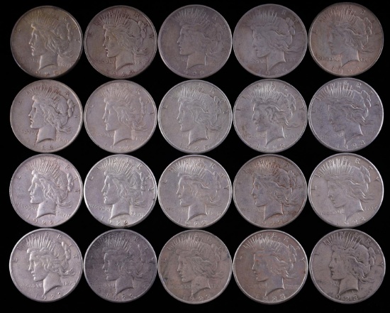 20 MIX DATE SILVER PEACE DOLLAR COIN LOT