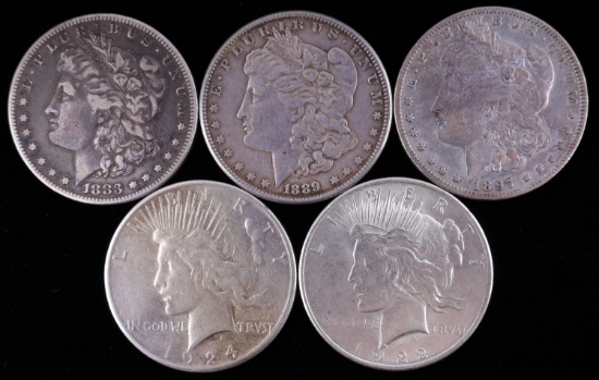 MORGAN & PEACE SILVER DOLLAR COIN LOT VF TO BU