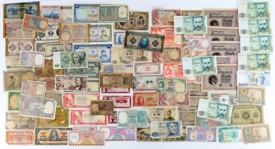 80 WORLD BANKNOTE LOT WWII EMERGENCY & OTHER
