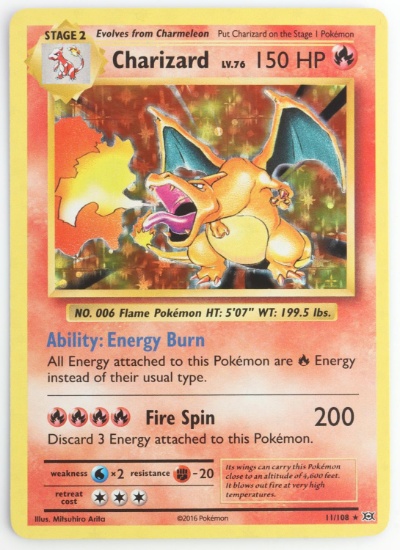 2016 CHARIZARD 11/108 HOLO POKEMON TRADING CARD
