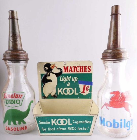 SINCLAIR MOBIL GAS OIL BOTTLE KOOL MATCH HOLDER