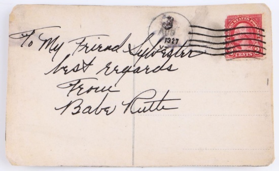 BABE RUTH SIGNED NAPOLI POSTCARD TO SYLVESTER
