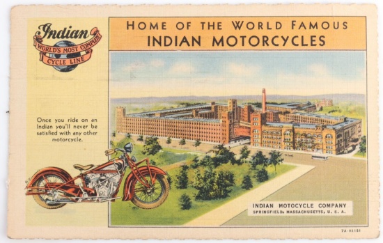 1938 INDIAN MOTORCYCLE POSTCARD SEE YA IN DAYTONA