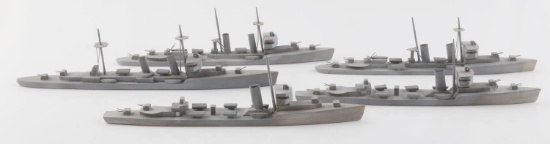 5 SCRATCHBUILT WOOD US NAVY SHIP MODEL LOT