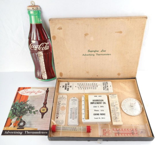 SUPERFINE LINE & COCA COLA THERMOMETER LOT