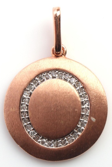 10KT ROSE GOLD ROUND PENDANT WITH DIAMONDS