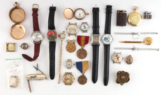 WATCH POCKETWATCH MEDAL LIGHTER KNIFE LOT