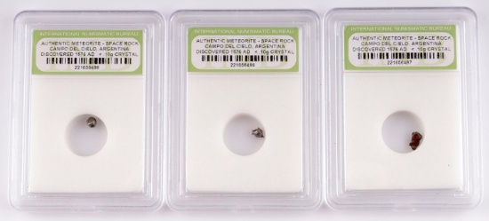 3 CAMPO DEL CIELO METEORITE LOT ENCAPSULATED