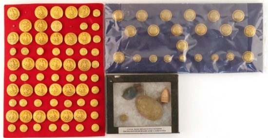 CIVIL WAR DUG ARTIFACTS & STATE & NAVY BUTTONS