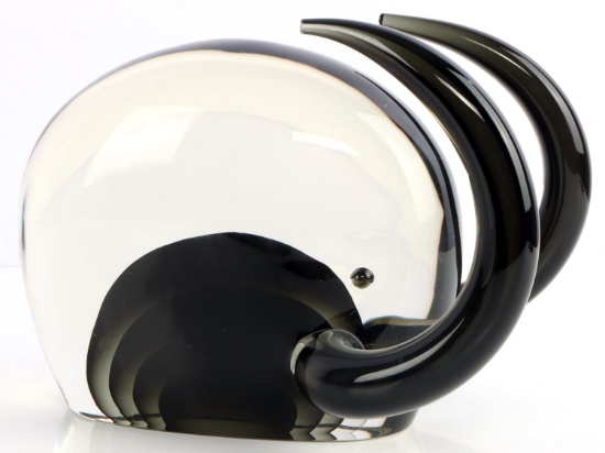 MID CENTURY MODERN SMOKED ART GLASS BULL