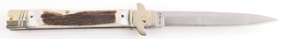 DILL DE SLIVE AKC DELUX SWITCHBLADE KNIFE STAGHORN