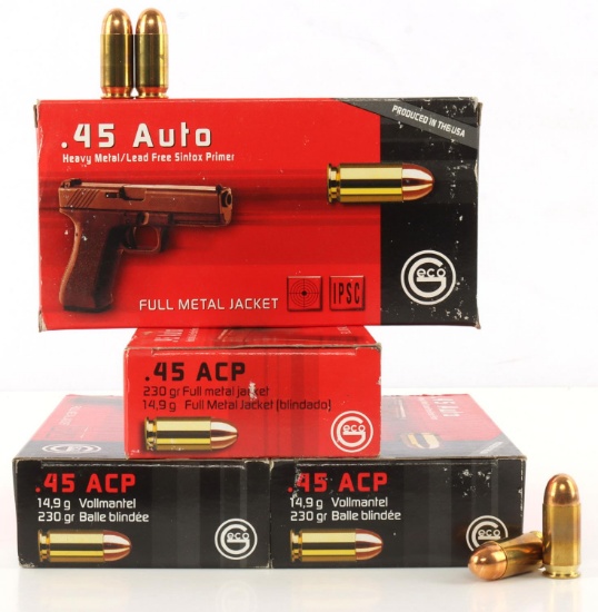 LOT OF .45 ACP AMMUNITION 4 BOXES TOTAL 200 ROUNDS