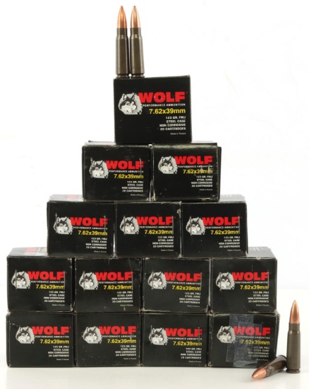 WOLF 7.62X39MM FMJ AMMUNITION TOTAL OF 280 ROUNDS