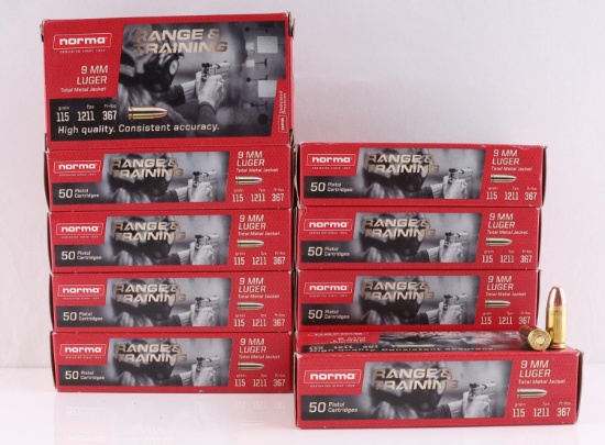500 ROUNDS OF 9MM LUGER 115 GRAIN AMMUNITION