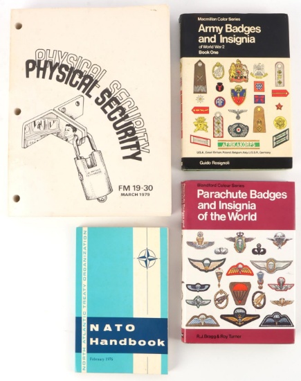 4 WWII US FIELD MANUAL BADGES & NATO HANDBOOK LOT