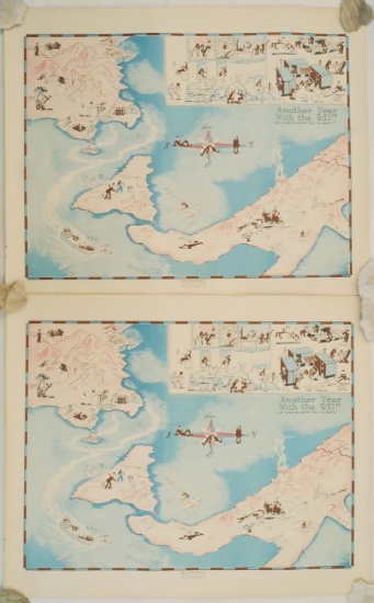 WWII US ARMY 951 BATTALION UNIT ROUTE MAP LOT OF 2