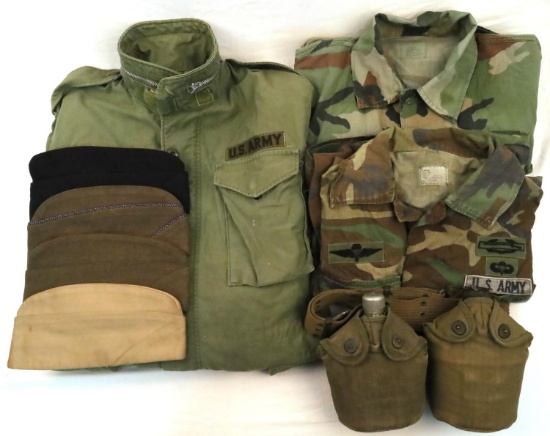 9 WWII US  ARMY & USMC CAMO BDU SHIRTS & GEAR LOT