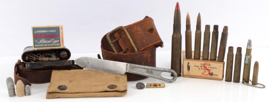WWI & WWII US GERMAN AMMO & GEAR LOT