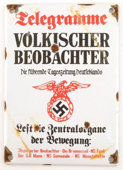 WWII GERMAN THIRD REICH PORCELAIN OFFICE SIGN