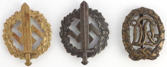WWII GERMAN REICH SPORTS BADGE & SA SPORT BADGE