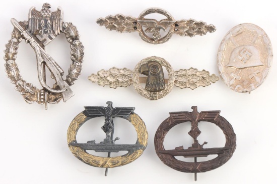 WWII GERMAN THIRD REICH LUFTWAFFE BADGES LOT OF 6