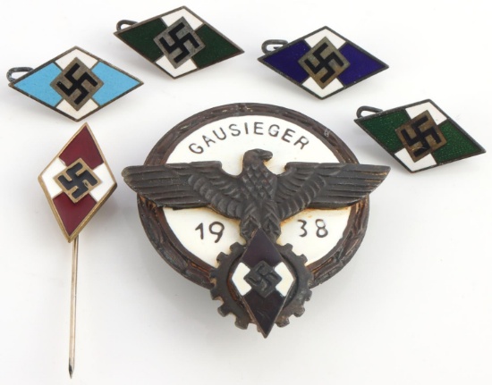 WWII GERMAN REICH HITLER YOUTH GAUSIEGER BADGE