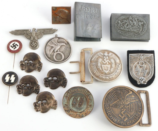 WWII GERMAN REICH WAFFEN SS INSIGNIA & PIN LOT