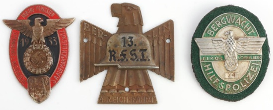 3 WWII GERMAN POLIZEI SA RALLY BERLIN TINNIE BADGE