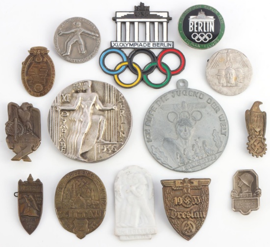 14 WWII GERMAN OLYMPICS SA DAF NSDAP TINNIES