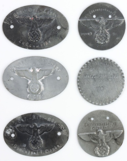 6 WWII GERMAN REICH WEHRMACHT IDENTIFICATION TAGS