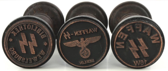 WWII GERMAN THIRD REICH SS HAND STAMP LOT OF 3