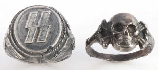 2 WWII GERMAN WAFFEN SS TOTENKOPF RINGS