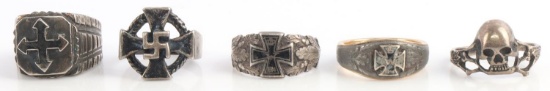 5 WWII GERMAN THIRD REICH RING LOT TOTENKOPF