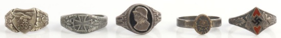 5 WWII GERMAN THIRD REICH RING LOT HITLER YOUTH