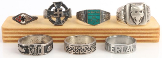 7 WWII GERMAN THIRD REICH RING LOT NSDAP